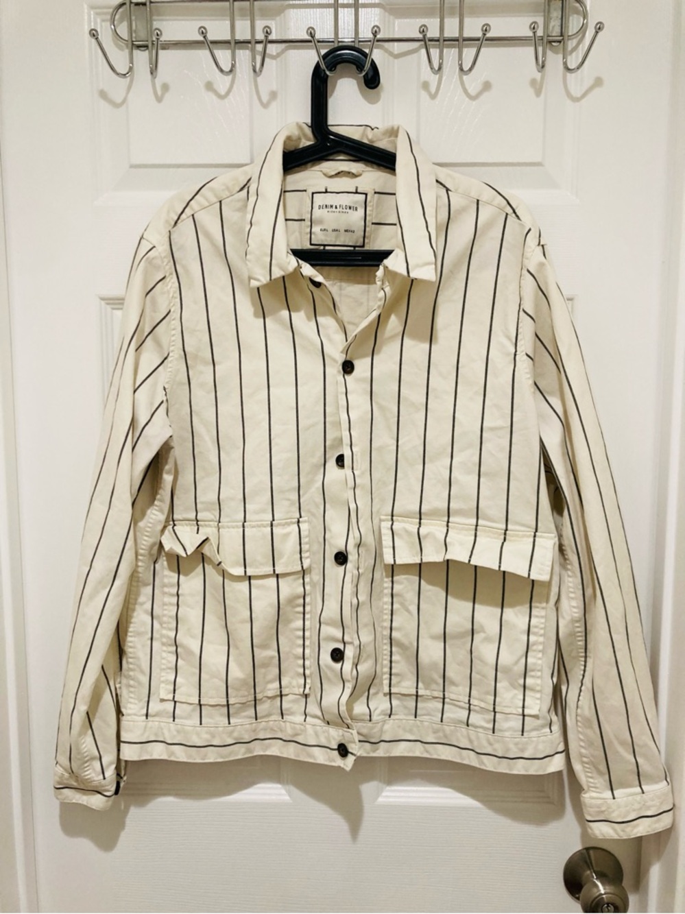 LIKE NEW Denim & Flower Ricky Singh size L Striped‎ Jacket